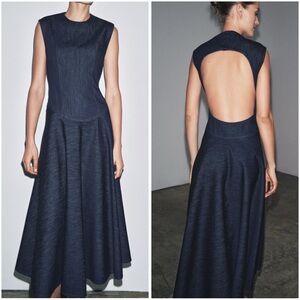 ZARA ZW COLLECTION DENIM MIDI DRESS